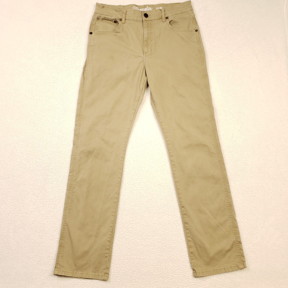 Wrangler Retro Pants Mens 30x32 Tan Slim Fit Straight Leg Casual Western Chino